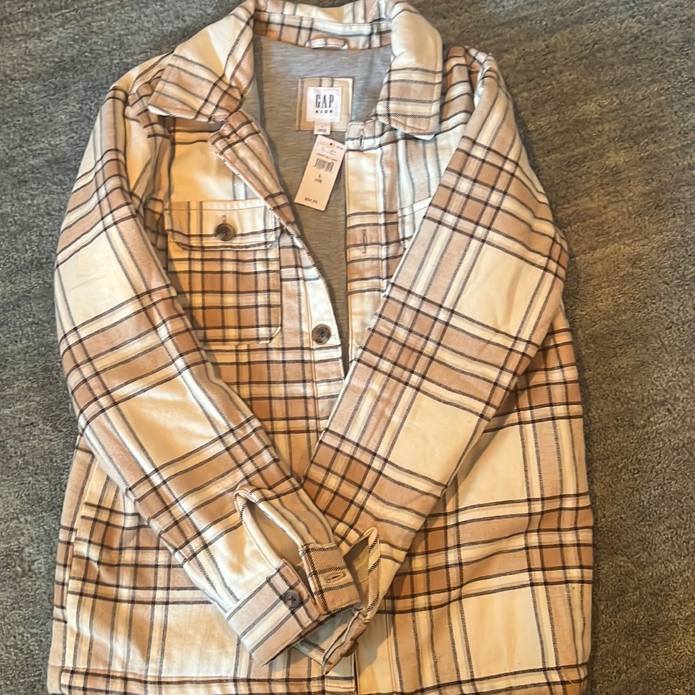 Gap Fleece Button down Flannel - Boys (L) NWT